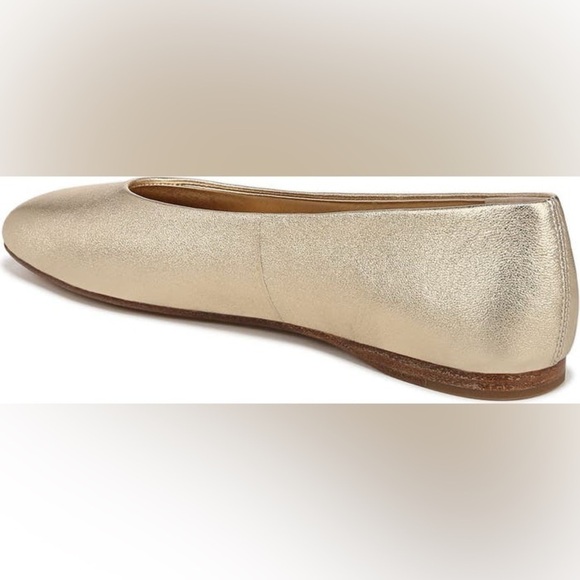 New Vince Leah Gold Metallic Ballet Flats Square Toe Ballerina Sz 10 - Picture 3 of 12